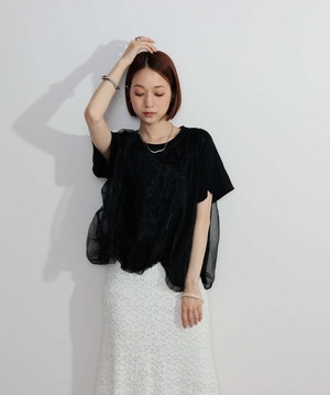 2605147 オーバーチュールスカラップTシャツ black