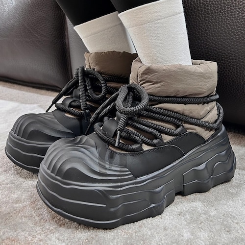 【予約販売】ブーツ 韓国 メンズ  レディース ユニセックス ショート丈 防寒 厚底 靴  ブラック ベージュ お洒落 カジュアル 24cm/24.5cm/25cm/25.5cm/26cm/26.5cm/