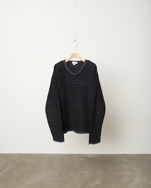 1990s vintage “J.CREW” stripe pattern linen × cotton knitted sweater