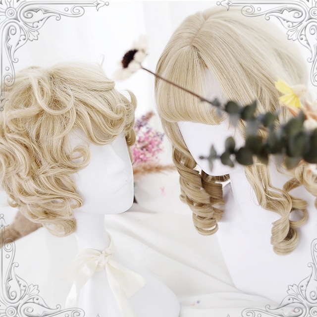 With U ゴスロリ系 ゴシック ロリィタ  ヘア ウィッグ ゴールデン 王子 皇子系 ヘアネット付き COS 秋葉系 コスプレ 原宿ファッション