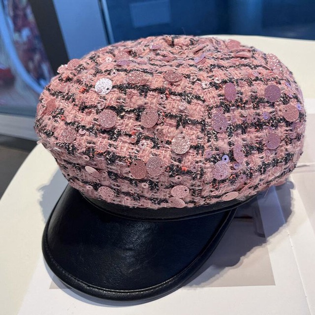Sequin mix tweed casquette　B4197