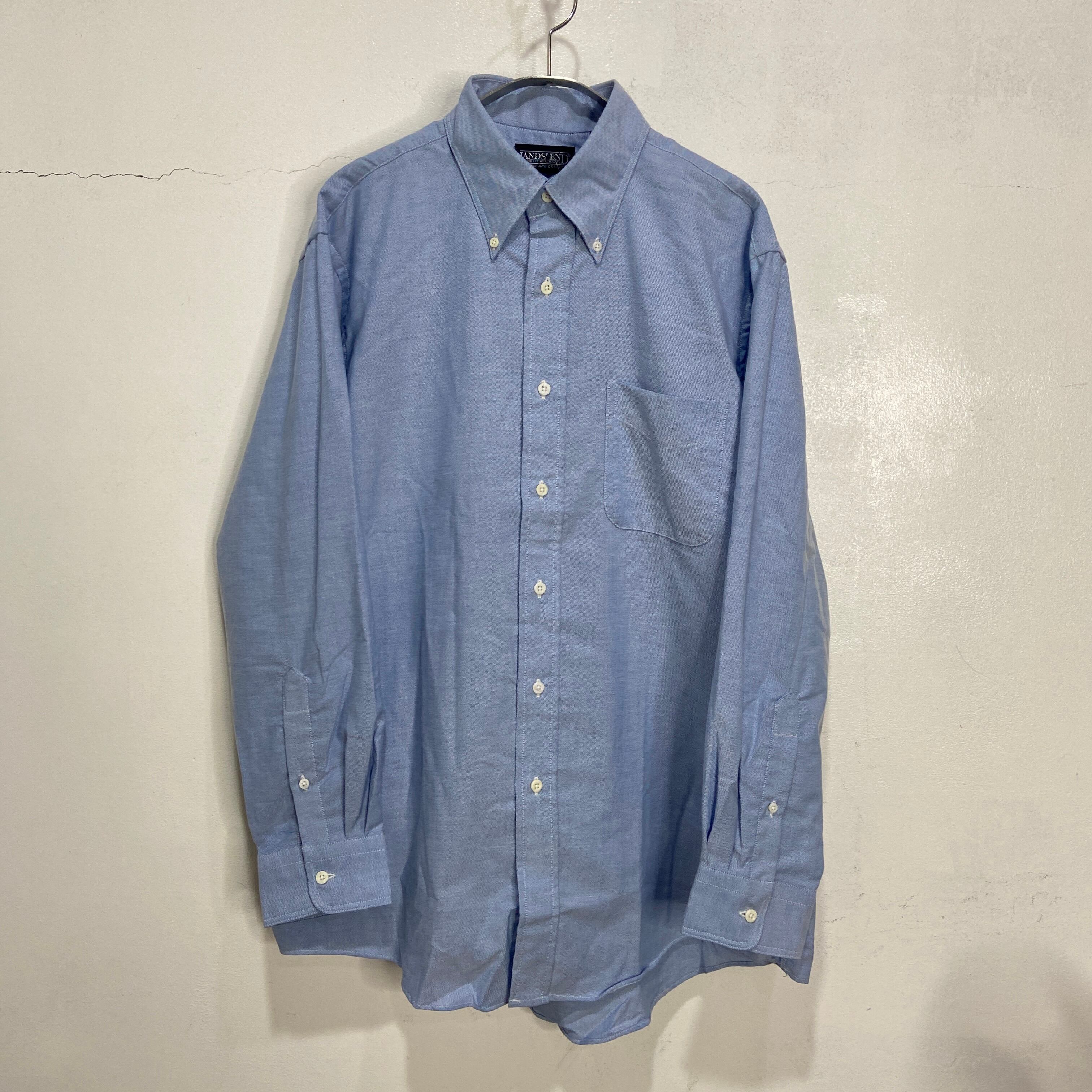 デッドストック 90s USA製 LANDS'END 長袖ボタンダウンシャツ 青 デッドストック 90s USA製 LANDS'END 長袖ボタンダウンシャツ 青