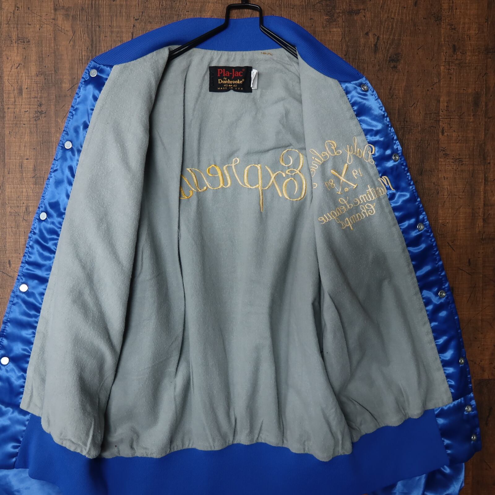 80s Vintage US古着☆Pla-Jac スタジャン Dunbrooke 刺繍 USA製 80s Vintage US古着☆Pla-Jac スタジャン Dunbrooke 刺繍 USA製
