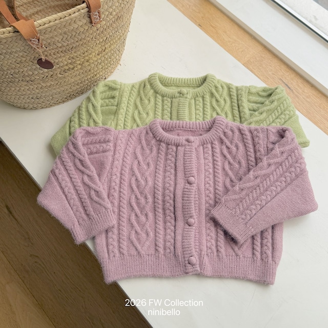 【取寄】ninibello|mauve knit cardigan|モーブニットカーディガン|S-L|kids|26 autumn