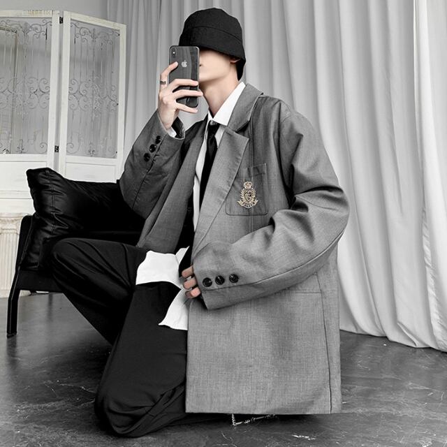 予約販売】テーラードジャケット 胸ポケット ワンポイントデザイン