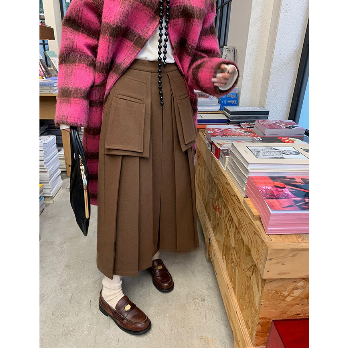 スカート　Mサイズ　64cm 茶色　ミモレ丈
