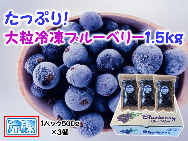 【大粒】冷凍ブルーベリー1.5㎏（フリーザーパック500ｇ×3個）