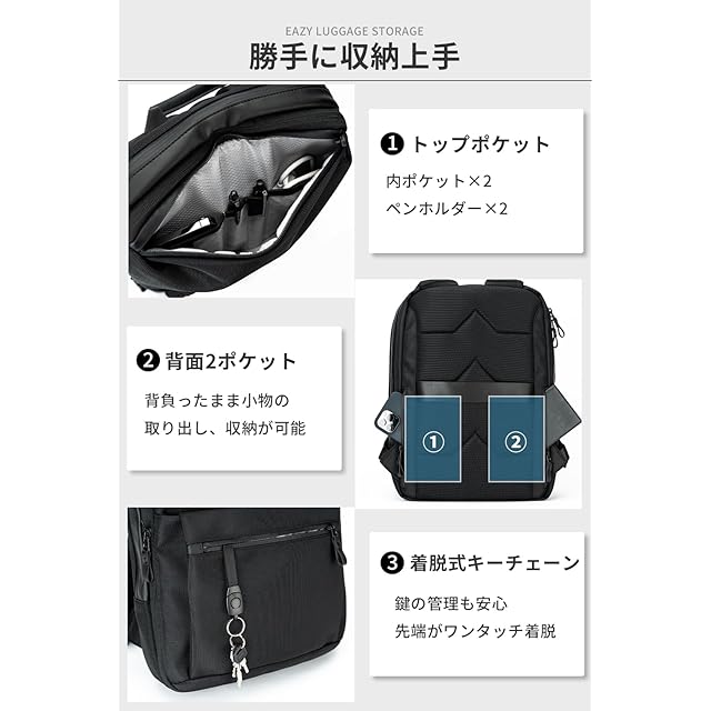 zepirion] 2倍に拡張できる薄型 ビジネスリュック 防水 カバン バッグ