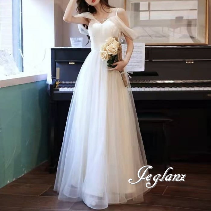 2色 パーティ イブニングドレス 背中 編み上げ ラメ 光沢感 肌見せ(M8327)ζ