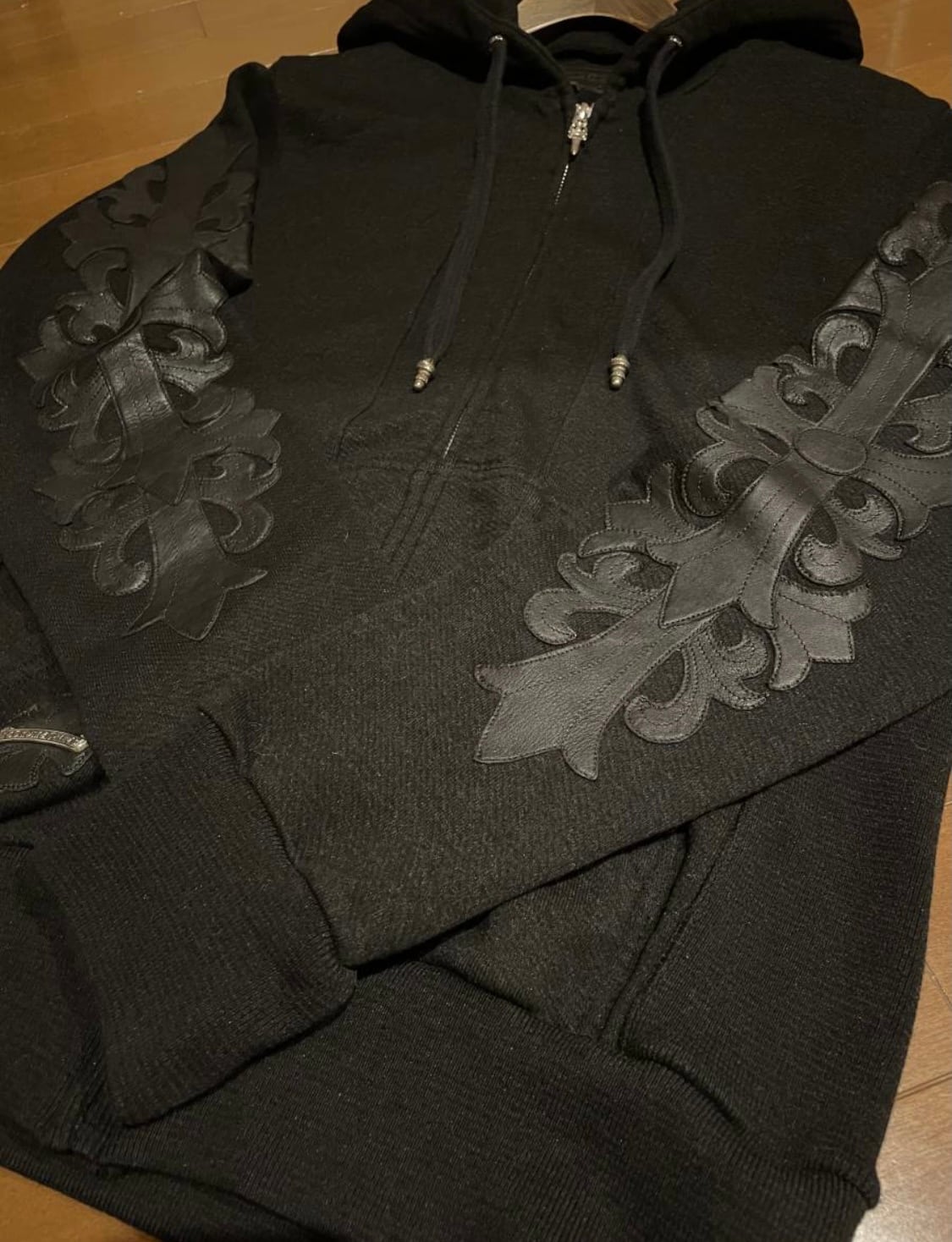 CHROME HEARTS クロムハーツ ジャパンタグ レザーパッチ フーディ パーカー スウェットシャツ