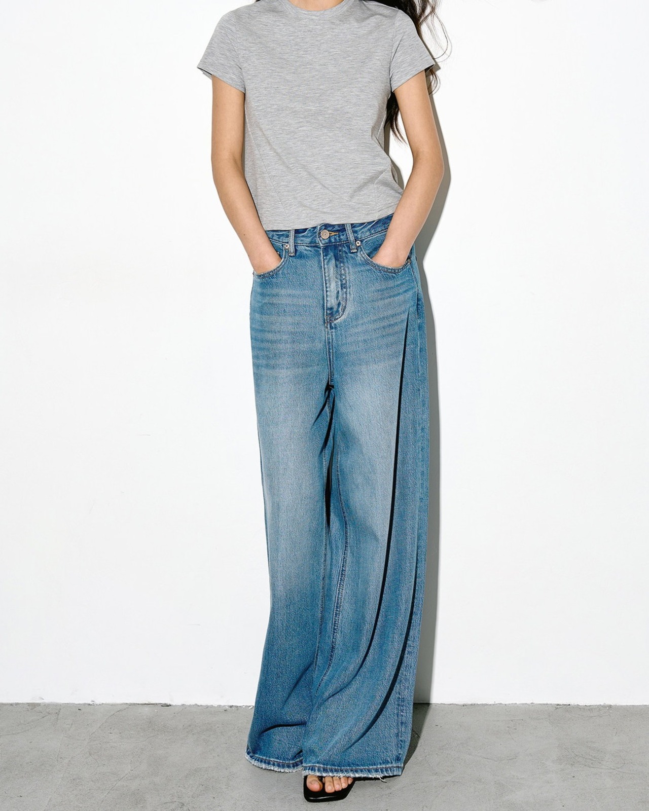 Denim wide-leg washed Pants  L0066