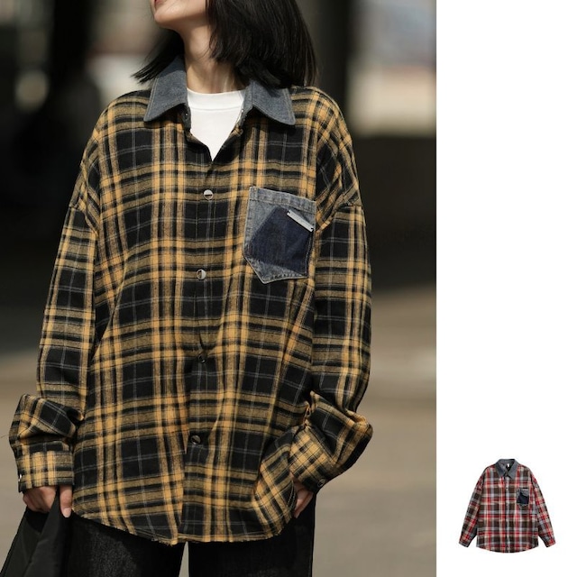 Check pattern shirt M15341