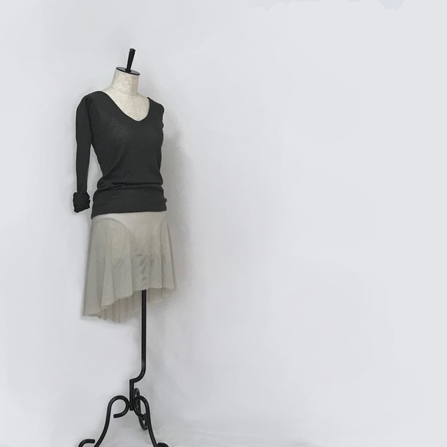 ◆Minimalist Ballet Skirt: SILVER GRAY (ミニマリスト・プルオンバレエスカート(シルバーグレー))
