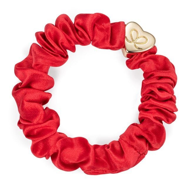 Gold Heart Silk Scrunchie Chilli Red_S-1-066