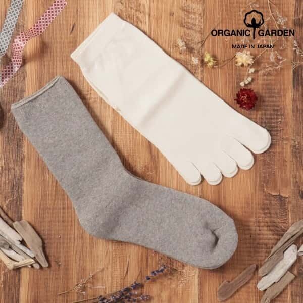 【送料無料】 オーガニック ガーデン organic garden ソックス 靴下 厚手 2枚重ね履き 2枚組 2枚セット 五本指ソックス レディース 国産 日本製 オーガニックコットン ナチュラル プレゼント ギフト モクグレー NS8265 Or085