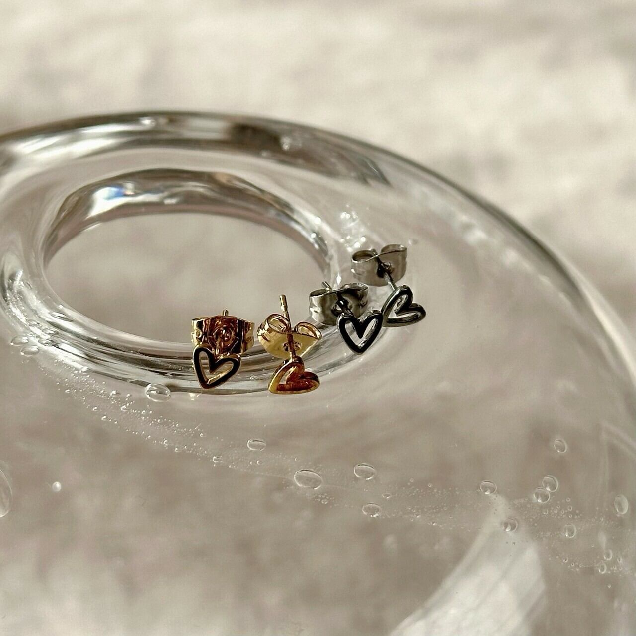 【SELECT】サージカルステンレス　ハート型ピアス