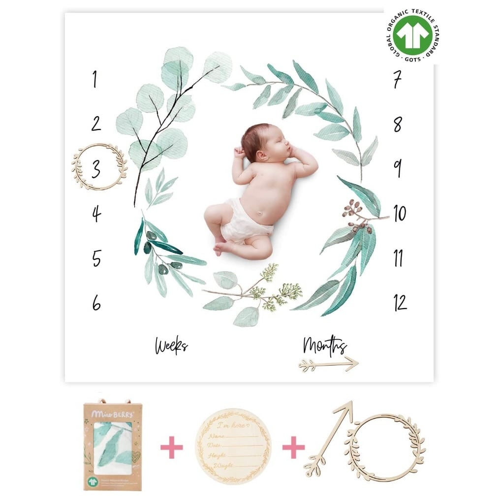 4点セット Baby Monthly Milestone Blanket 月齢ブランケット GOTS
