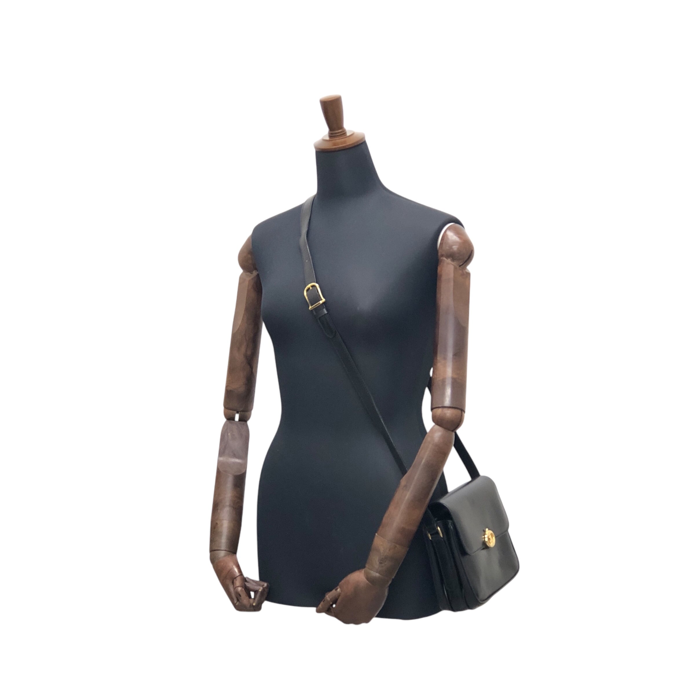 CELINE セリーヌ ショルダーバッグ ブラック ブラゾン レザー クロス