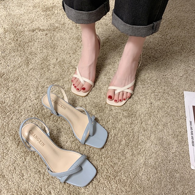 フェアリースタイルのサンダルの女性2020新しい夏のファッションハイヒールオールマッチスティレットバックル女性ハイヒール 部族の婦人靴6808196