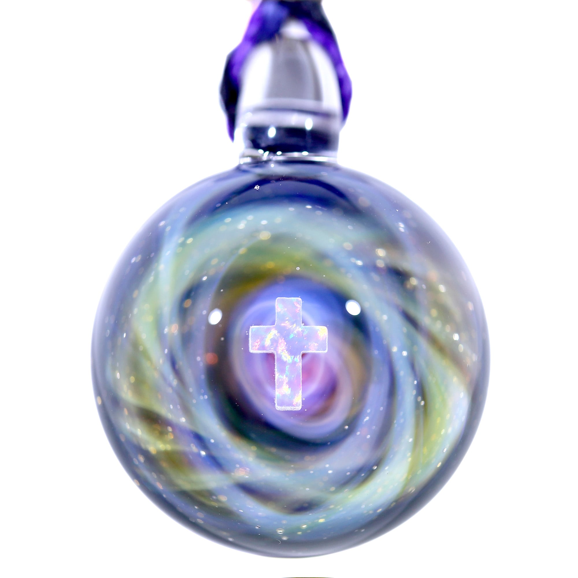 27mm Cross Opal Galaxy Glass Pendant 宇宙ガラスペンダント (螺旋状