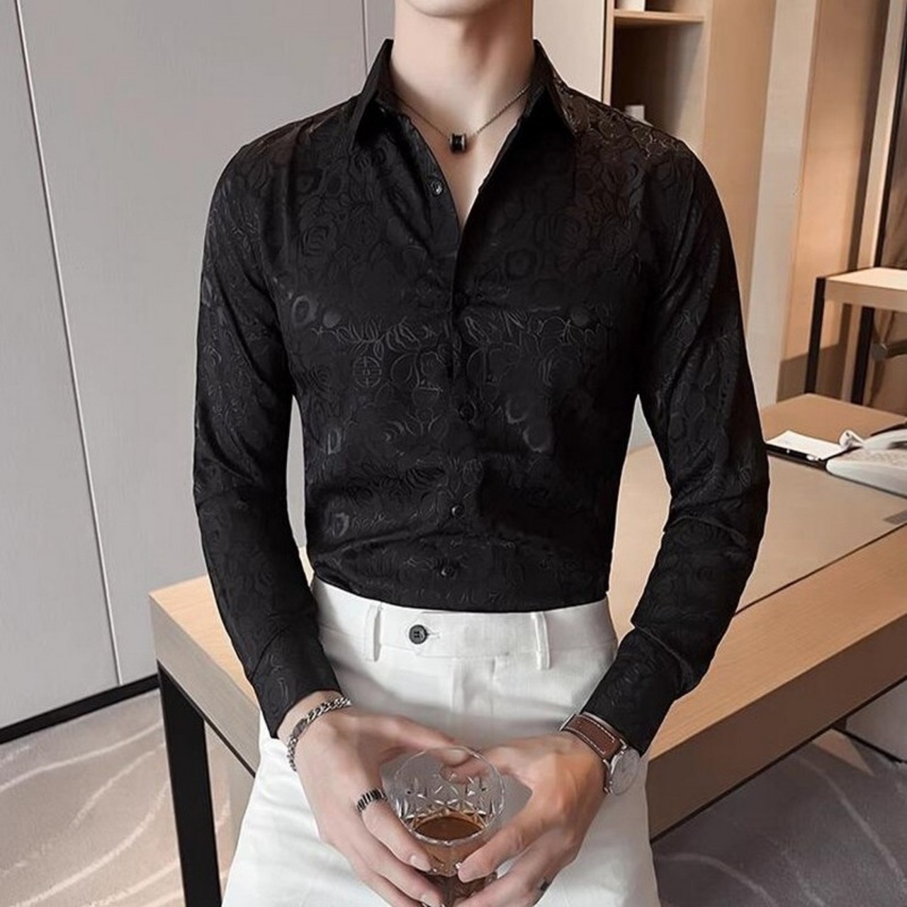 slim fashion printed shirt tops 00255