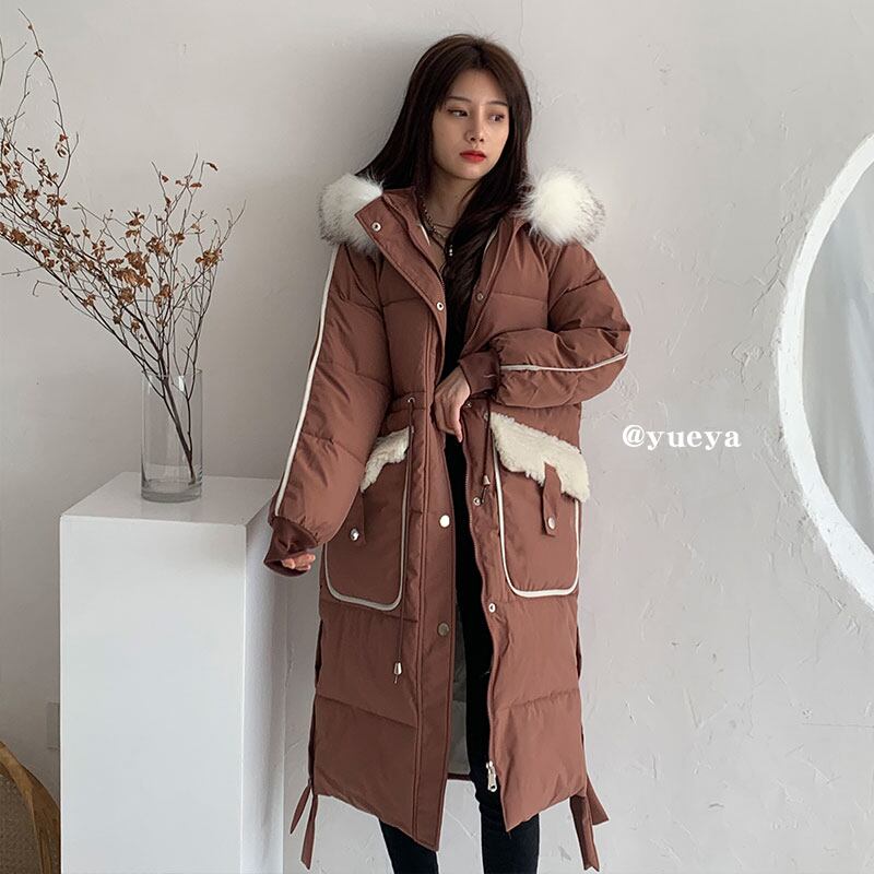 クレセントシティビッグファーカラーコットンパッド入りジャケットレディースミドル丈オーバーザニージャケット2020年冬新しいルーズパッド入りコットンパッド入りジャケット クレセントシティ92417941061