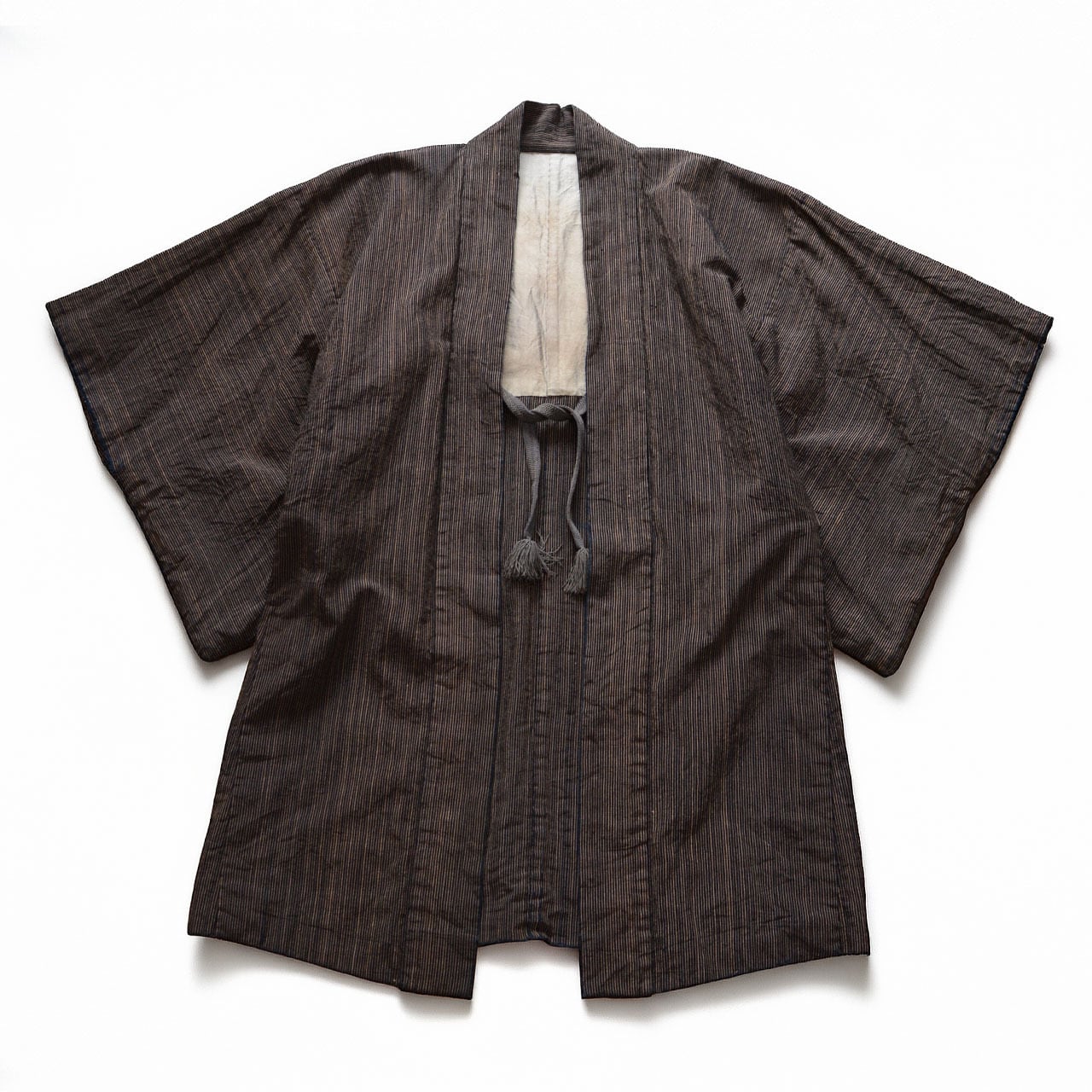 未使用品vintage 会津木綿羽織り　縞　羽織 ビンテージ　リメイク生地 377b8d1a4923a2b7136217e78f22e5