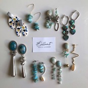 アマゾンナイト ×シルバー アシンメトリーピアス / イヤリング / サージカルステンレス