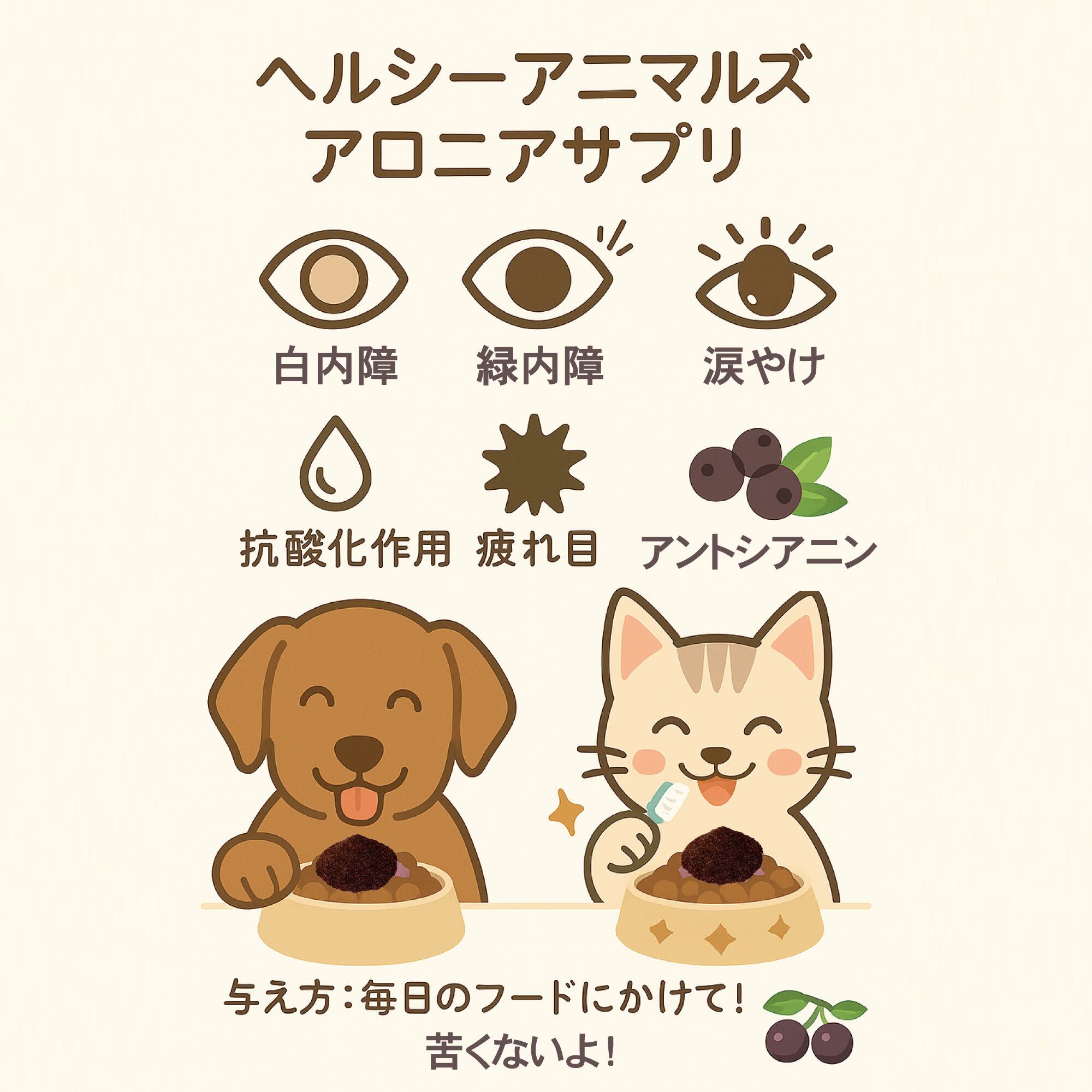 北海道産 アロニアサプリ (目のサプリメント)30g(天然ビタミンE配合)【犬・猫用】