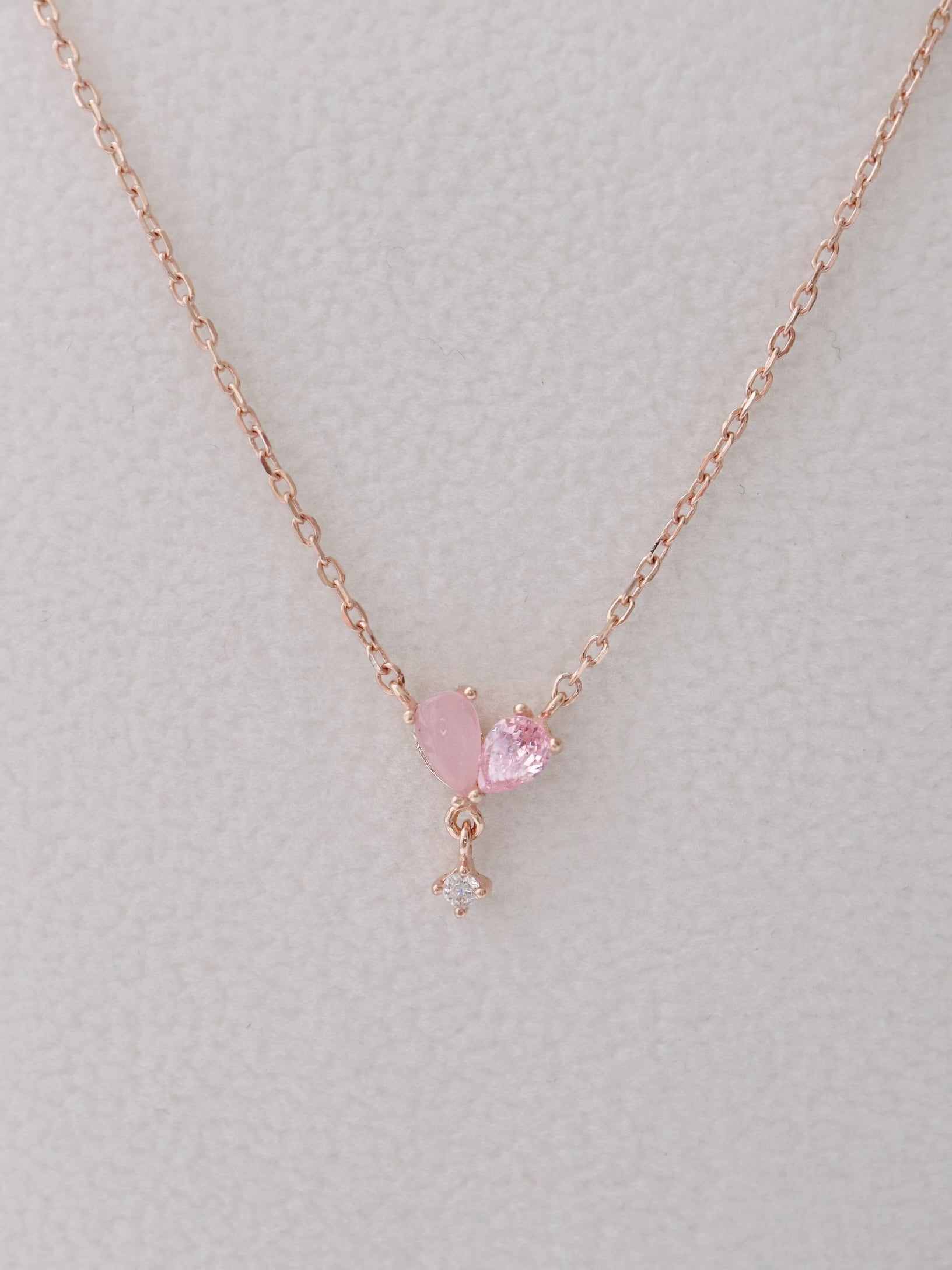 WEB限定 silver925 twinカラーネックレス【ピンク／レッド】 | Rarupaputi