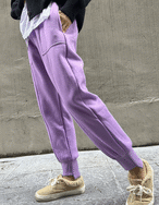 【SALE】裏起毛・irregular rib-hem jogger pants_Purpleのみ