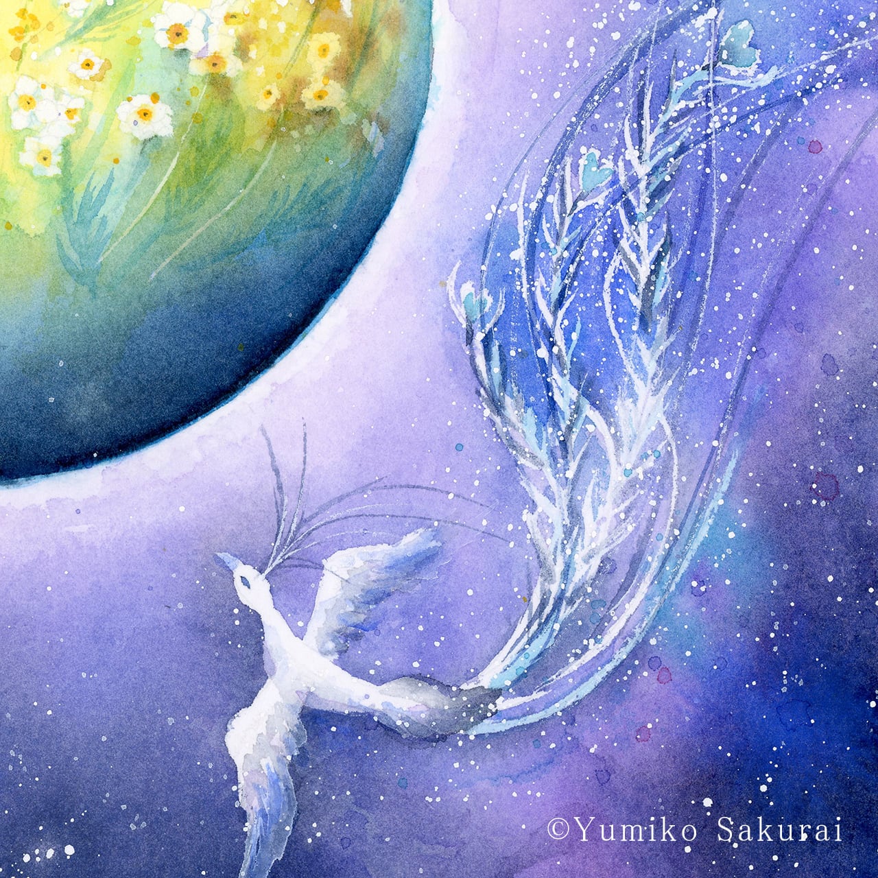 水彩画原画 MotherEarthと共に (オーダーメイド特注サイズ 水彩画原画 MotherEarthと共に (オーダーメイド特注サイズ