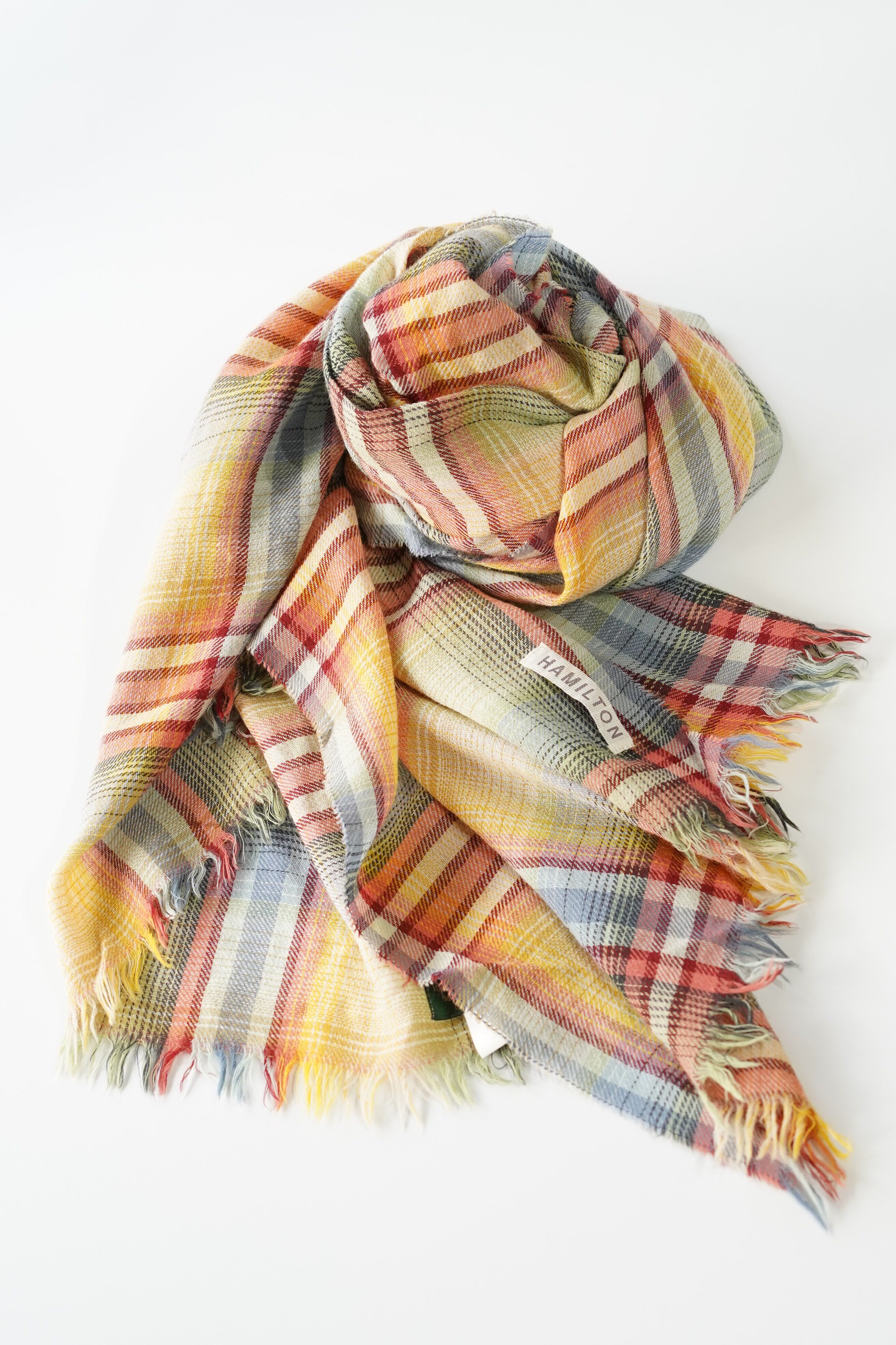 HAMILTON(ハミルトン)× SHIPS(シップス) スコットランド製 大判マドラスチェック ピュアウールストール(ヴィンテージ)