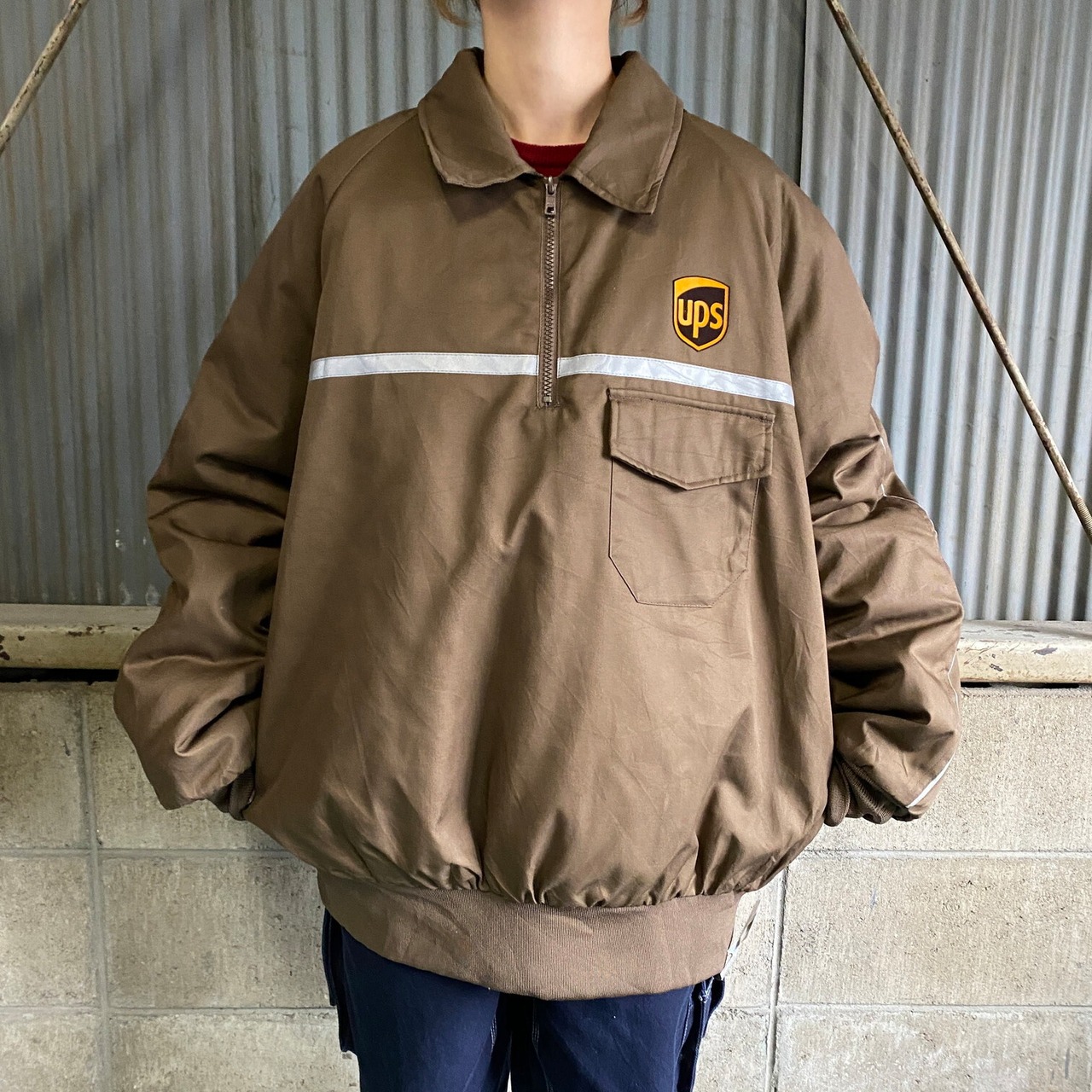 デッドストック TWINHILL Ups 企業ロゴ ハーフジップ ワークジャケット 