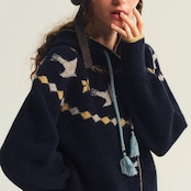 星をまとうタッセル付きニットフーディー 《P0310》