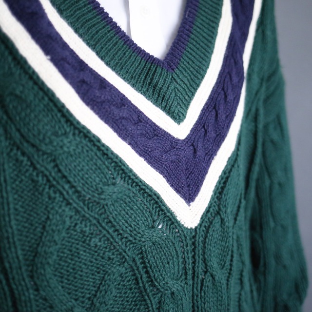 deep green cable knit children sweater