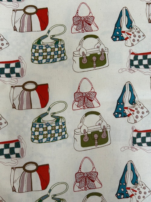 輸入コットンファブリック handbag ハンドバッグ柄  マルチカラー KOREA カルトナージュ