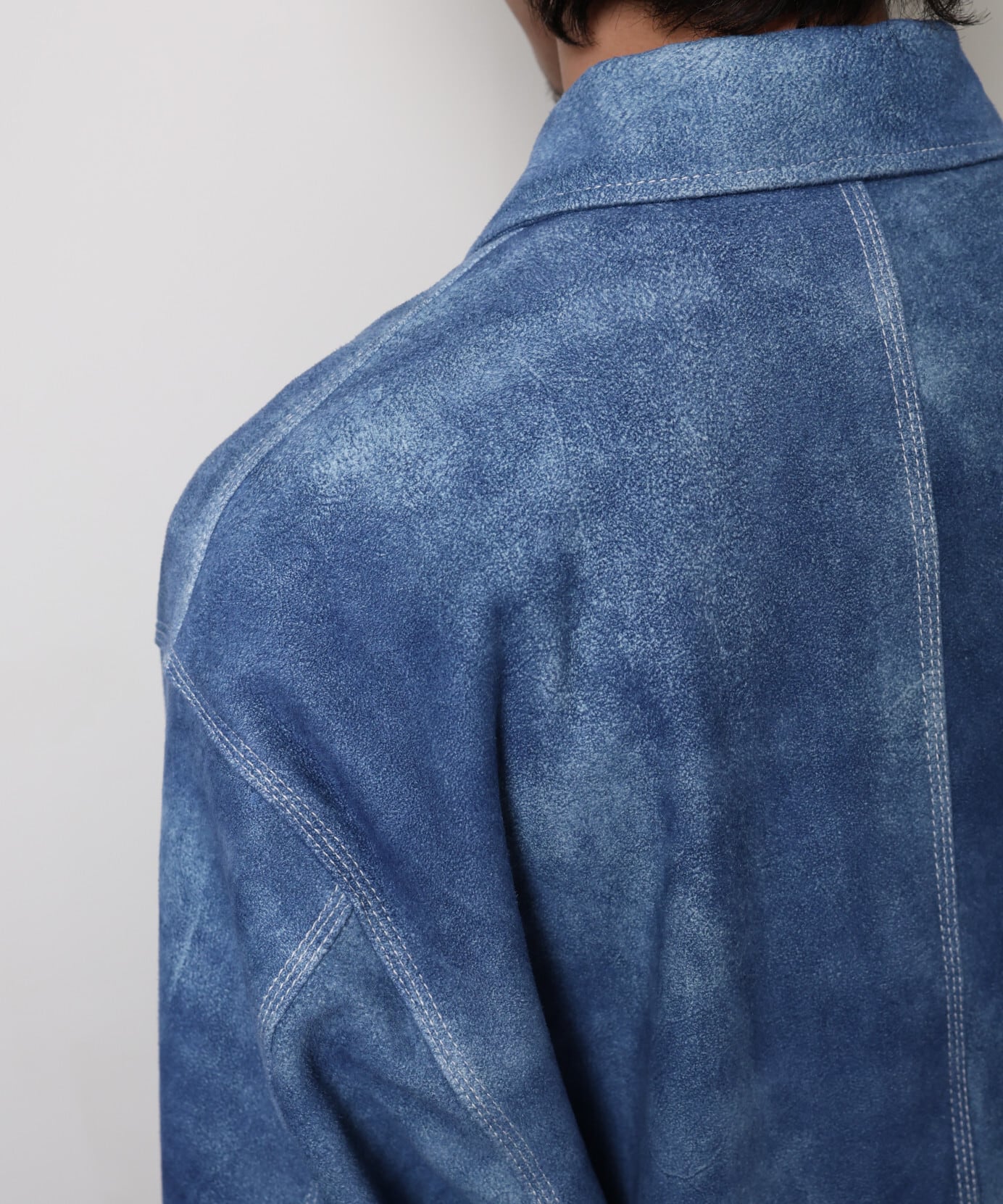 SEVEN BY SEVEN / 800-6125005 LEATHER COVERALL JACKET (LIGHT INDIGO