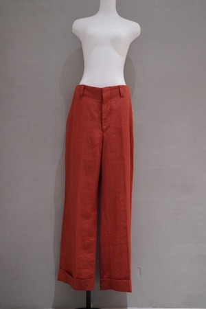 【下北沢リニューアルSALE】 ETHOSENS   Irish linen wide pants  orange