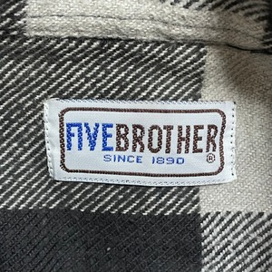 FIVE BROTHER ネルシャツ ヘビーネル ノーカラー バンドカラー フランネルシャツ 長袖 ブロックチェックカジュアルシャツ ファイブブラザー US古着