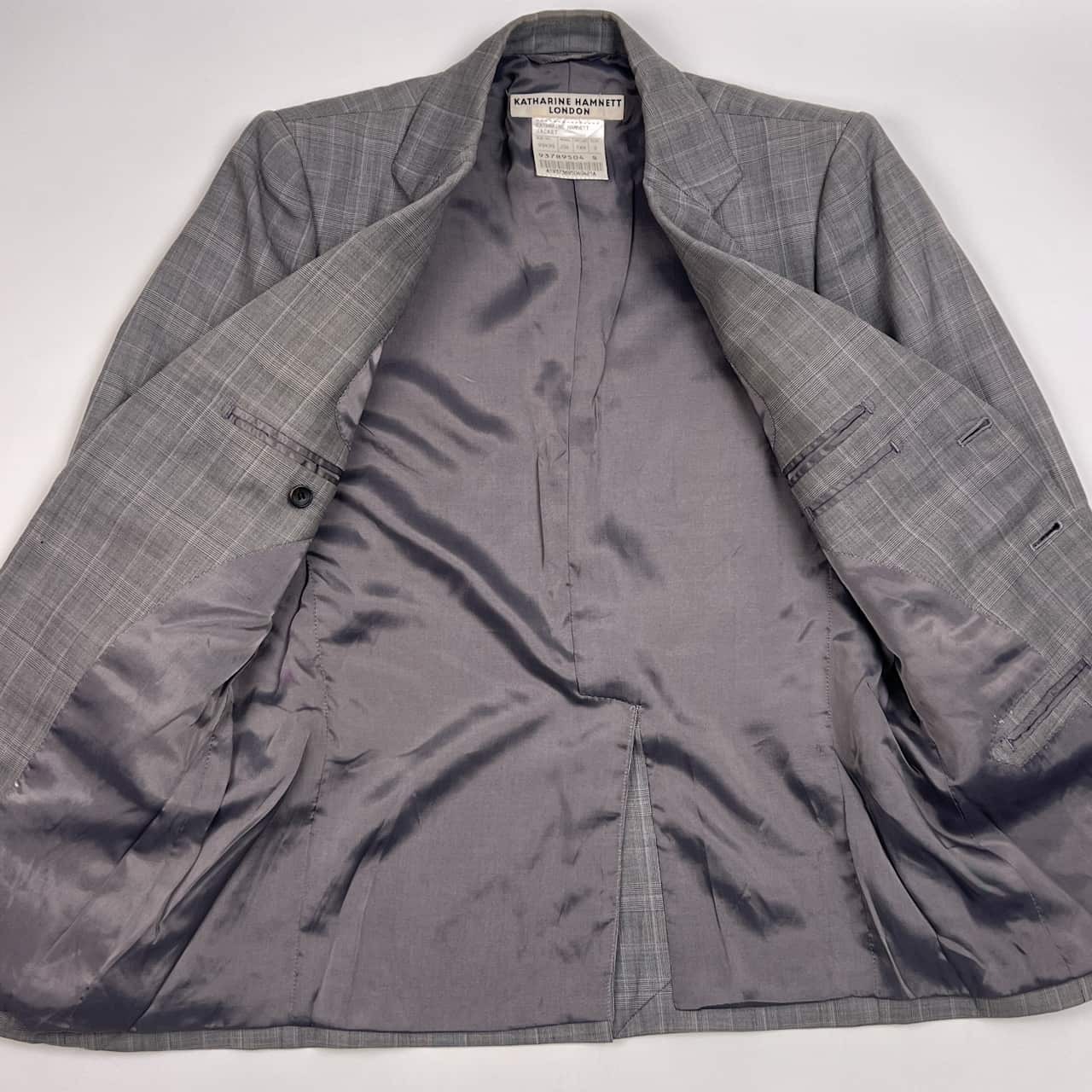 KATHARINE HAMNETT LONDON キャサリン・ハムネット・ロンドン チェック シングル テーラードジャケット S/グレー メンズ