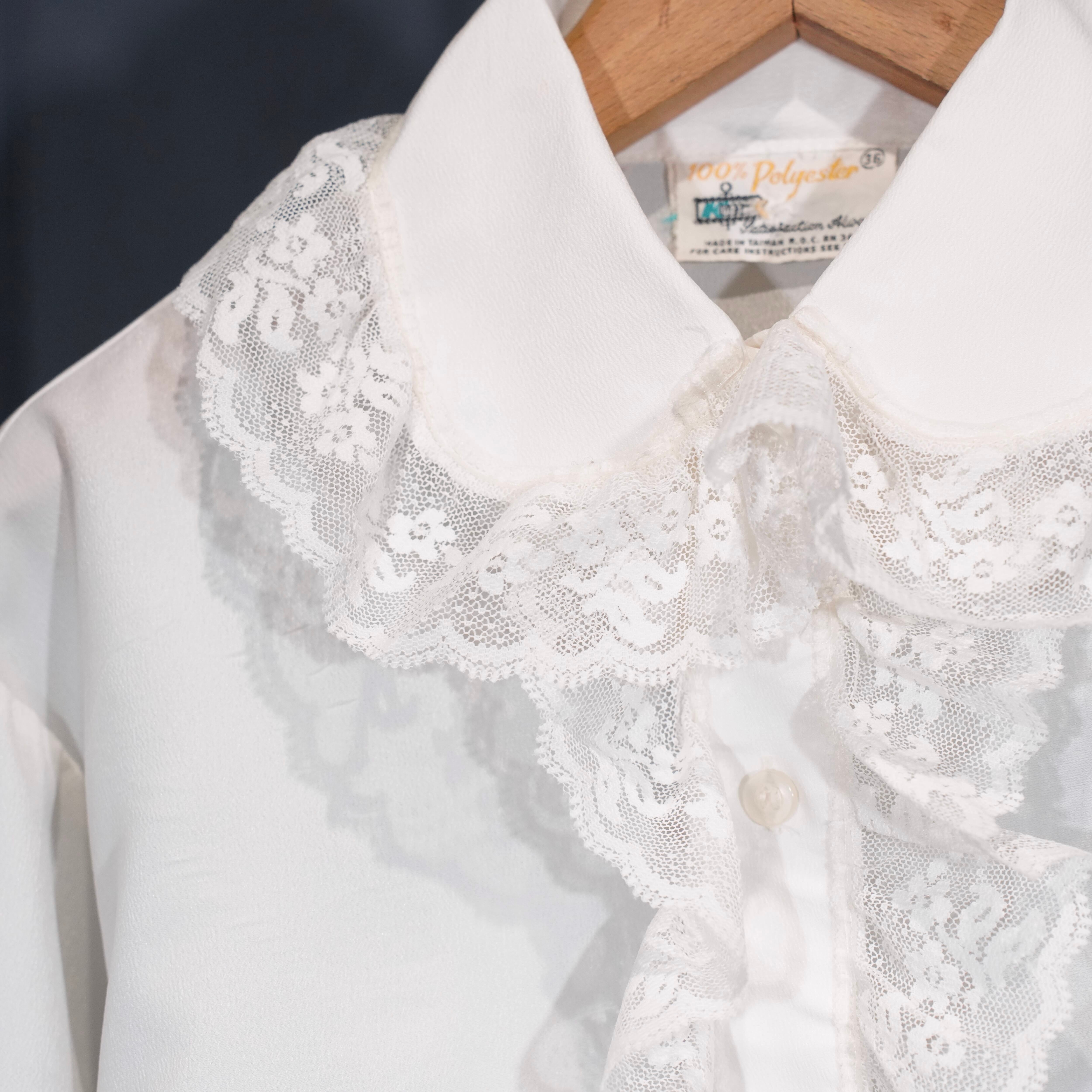 ヨーロッパアンティークヴィンテージコットン フリル シャツ 70's EU VINTAGE K-MART LACE FRILL DESIGN BLOUSE/70年代ヨーロッパ