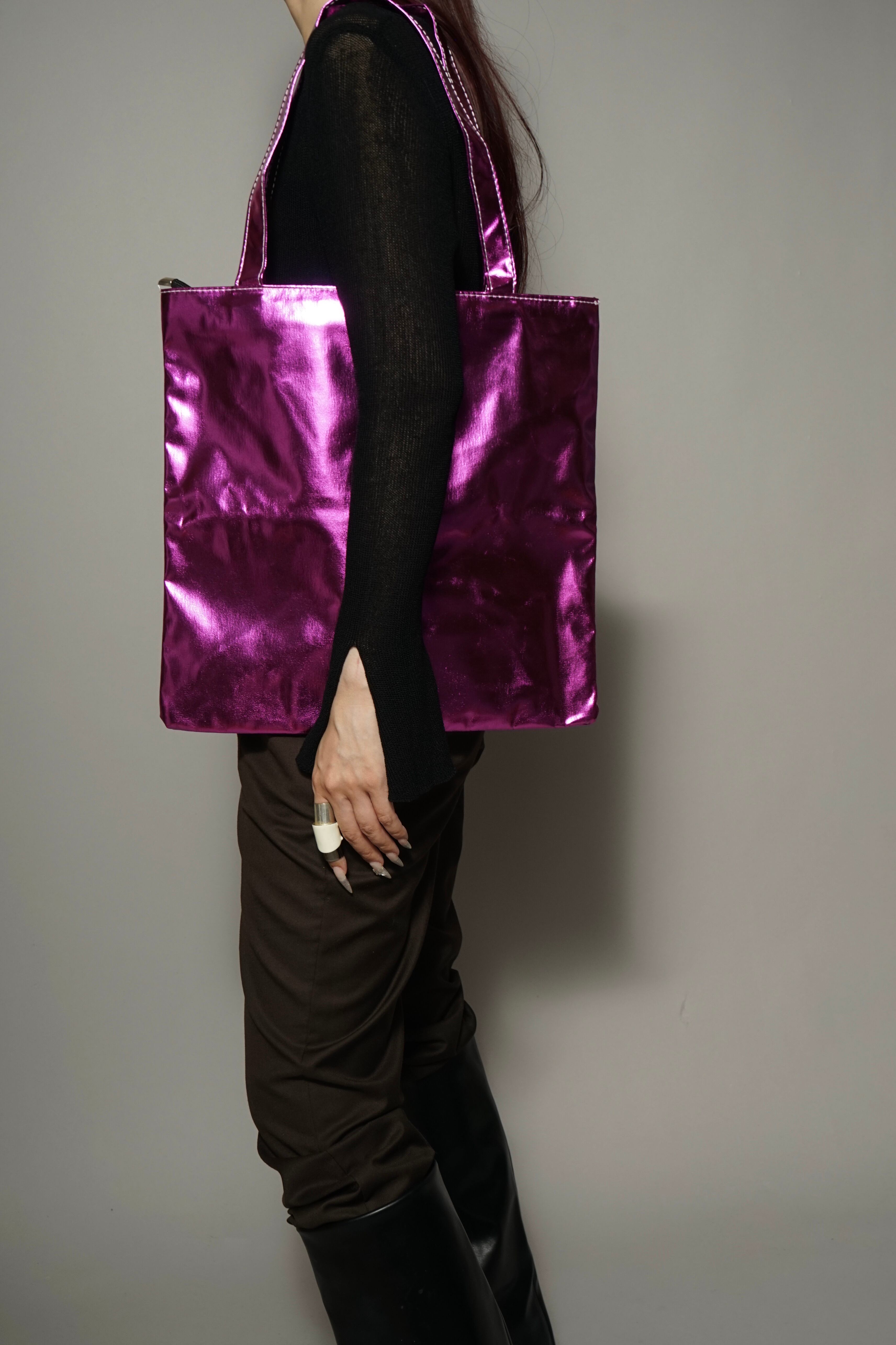 METALLIC TOTE BAG (PINK) 2407-6-103 | HELK