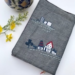 手刺繍ブックカバー「House＆Building」