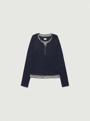 [The Barnnet] Aimee Slim Layered T-shirt_Navy 正規品 韓国ブランド 韓国通販 韓国代行 韓国ファッション ザ バーネット ザバーネット thebarnnet 日本 店舗