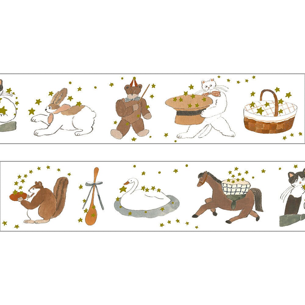 トビマツショウイチロウ 金箔入りマスキングテープ 星屑あつめ 動物