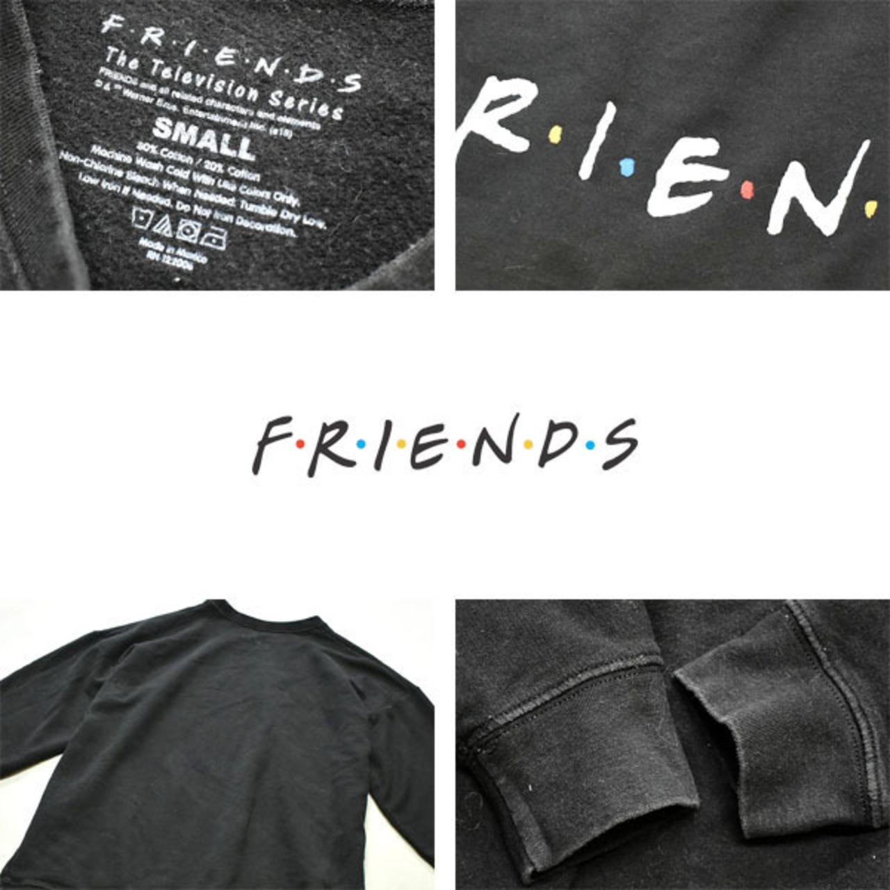 1点物◇海外TVドラマFRIENDSフレンズ黒プリントスウェット古着SメンズM 