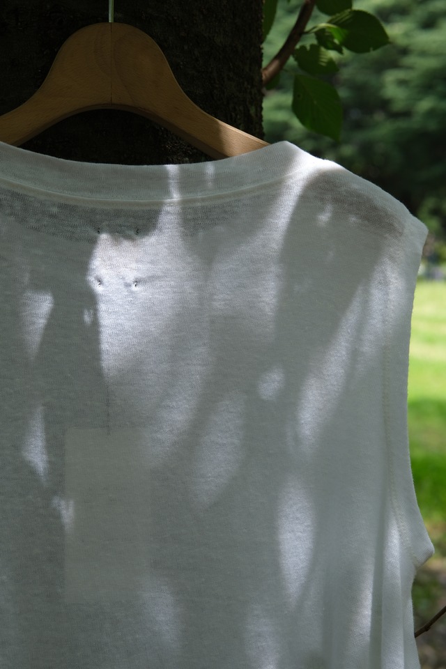 OK／ "BATONER" Normandie linen A line nosleeve.［WHITE］