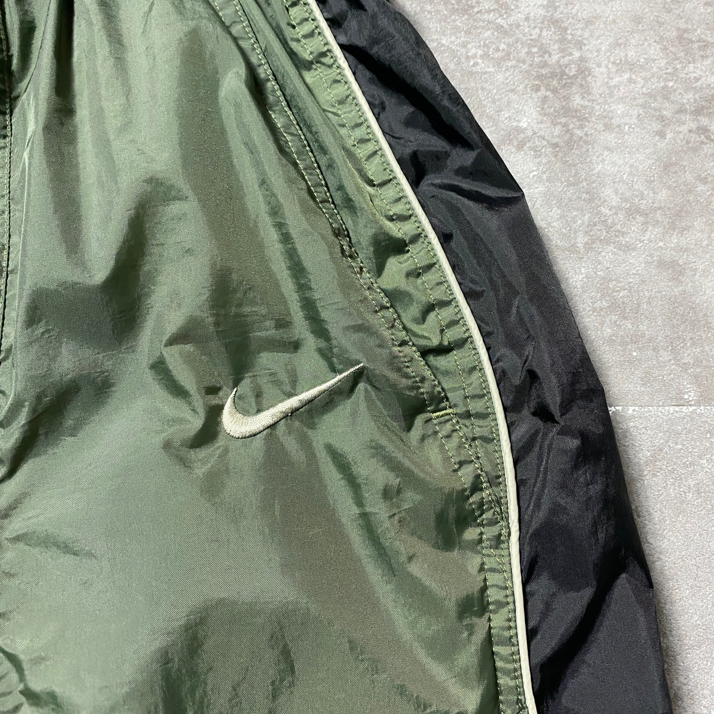 90's-00's NIKE ナイキ スウォッシュ 刺繍ロゴ サイドライン グリーン