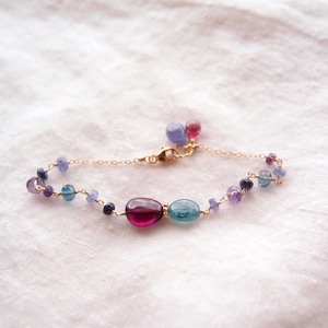 Mixed Stone Bracelet【K14gf】Purple／ブレスレット